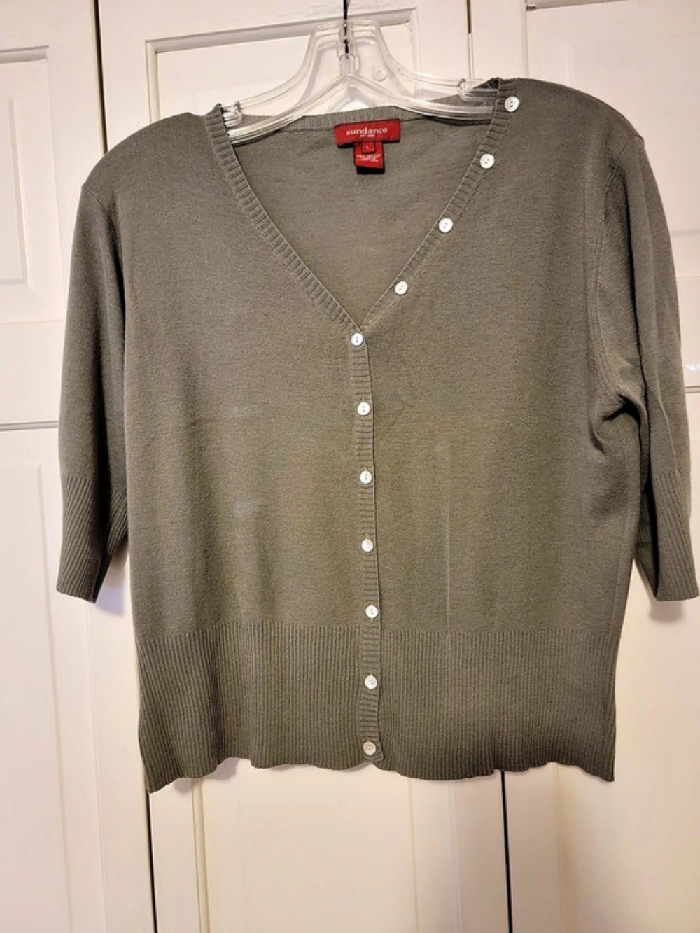 Sundance Cotton Cardigan in Green Size Large Like New